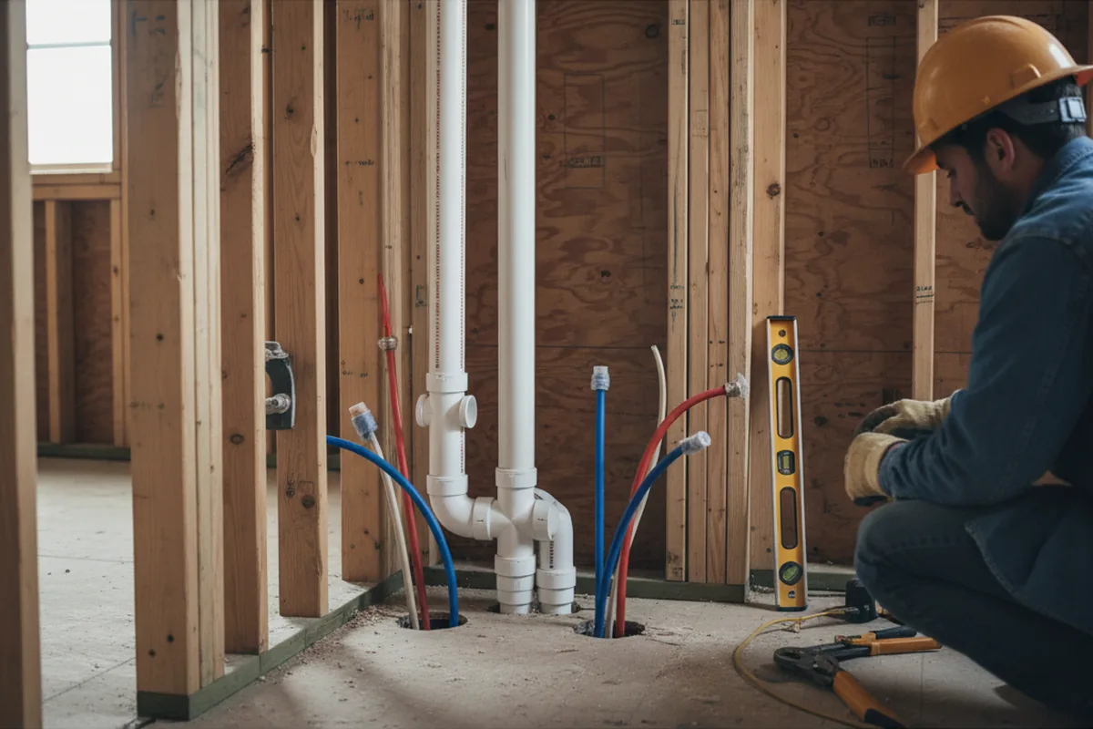 Drain and supply rough-in during Drain Cleaning in Lake Pleasant